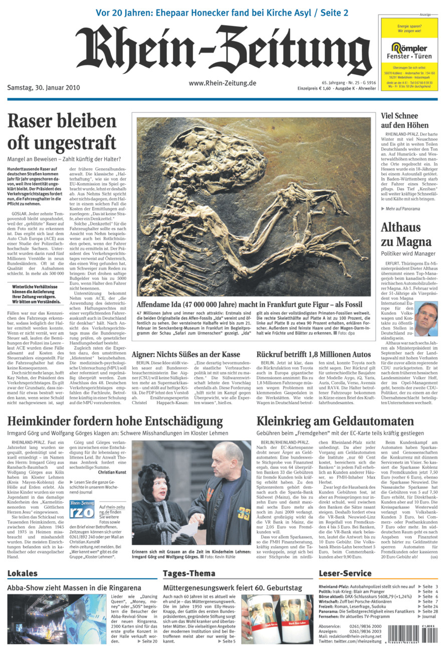 Rhein-Zeitung Kreis Ahrweiler vom Samstag, 30.01.2010
