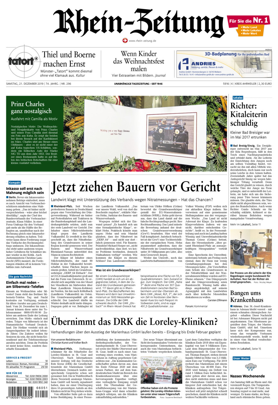 Rhein-Zeitung Kreis Ahrweiler vom Samstag, 21.12.2019