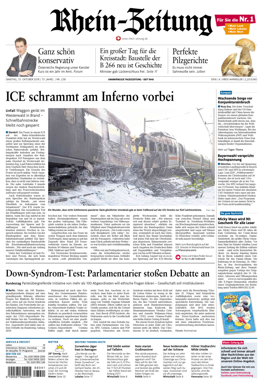Rhein-Zeitung Kreis Ahrweiler vom Samstag, 13.10.2018