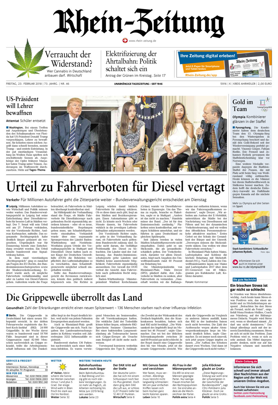 Rhein-Zeitung Kreis Ahrweiler vom Freitag, 23.02.2018