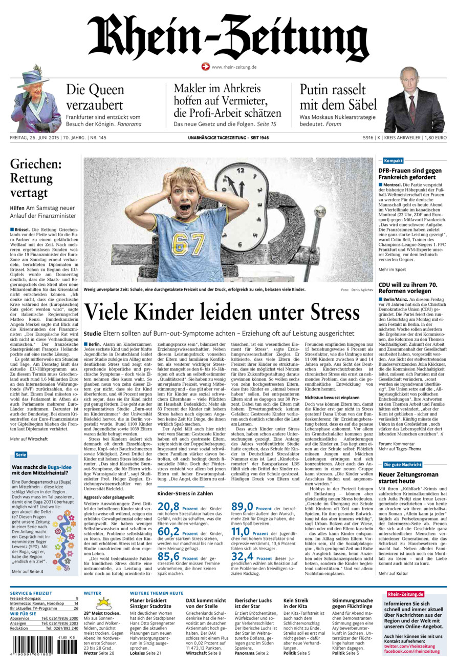 Rhein-Zeitung Kreis Ahrweiler vom Freitag, 26.06.2015
