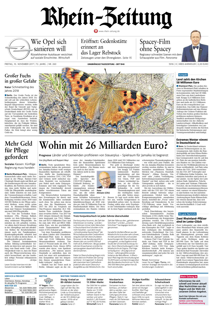 Rhein-Zeitung Kreis Ahrweiler vom Freitag, 10.11.2017