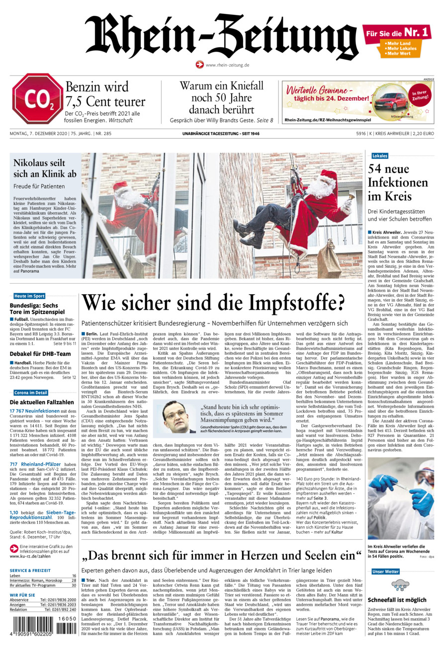 Rhein-Zeitung Kreis Ahrweiler vom Montag, 07.12.2020