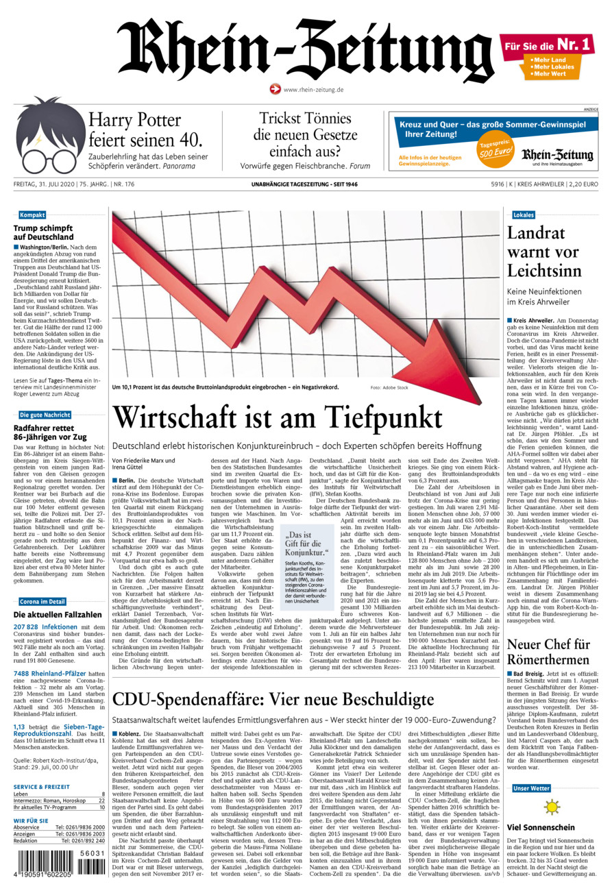 Rhein-Zeitung Kreis Ahrweiler vom Freitag, 31.07.2020