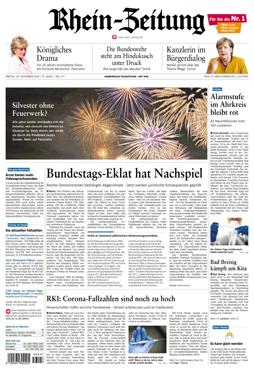 Rhein-Zeitung Kreis Ahrweiler vom Freitag, 20.11.2020