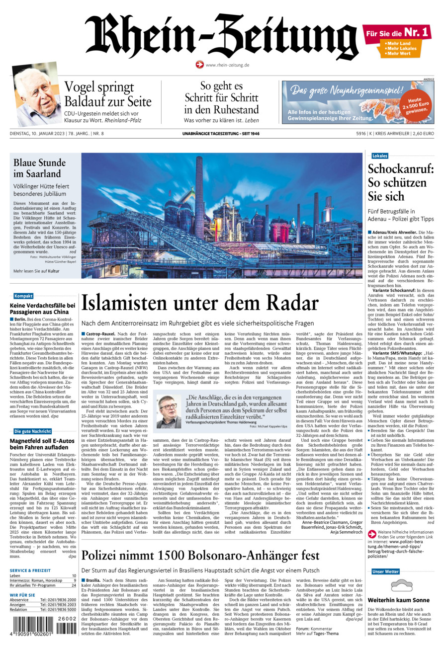 Rhein-Zeitung Kreis Ahrweiler vom Dienstag, 10.01.2023