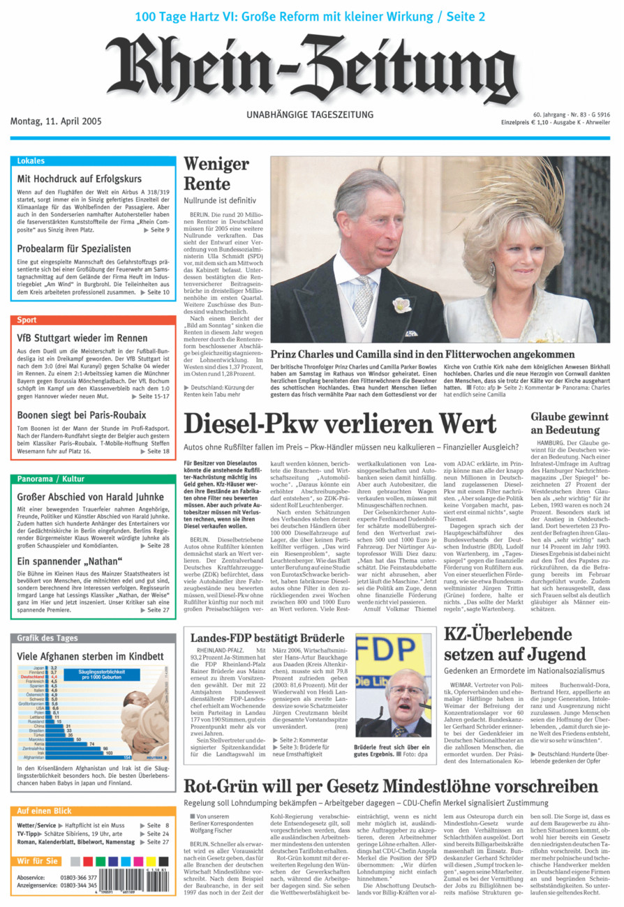 Rhein-Zeitung Kreis Ahrweiler vom Montag, 11.04.2005