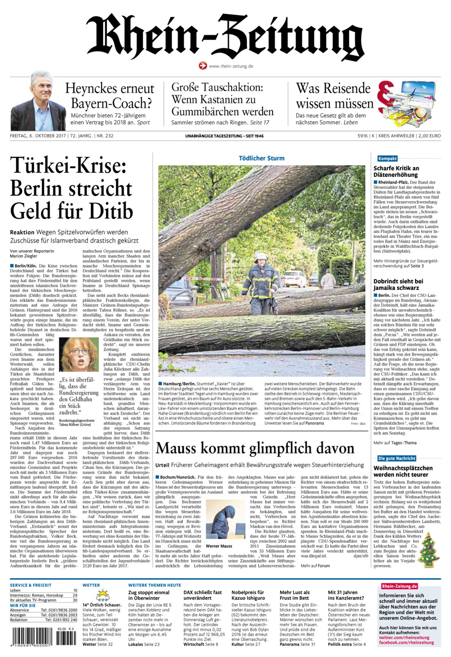 Rhein-Zeitung Kreis Ahrweiler vom Freitag, 06.10.2017