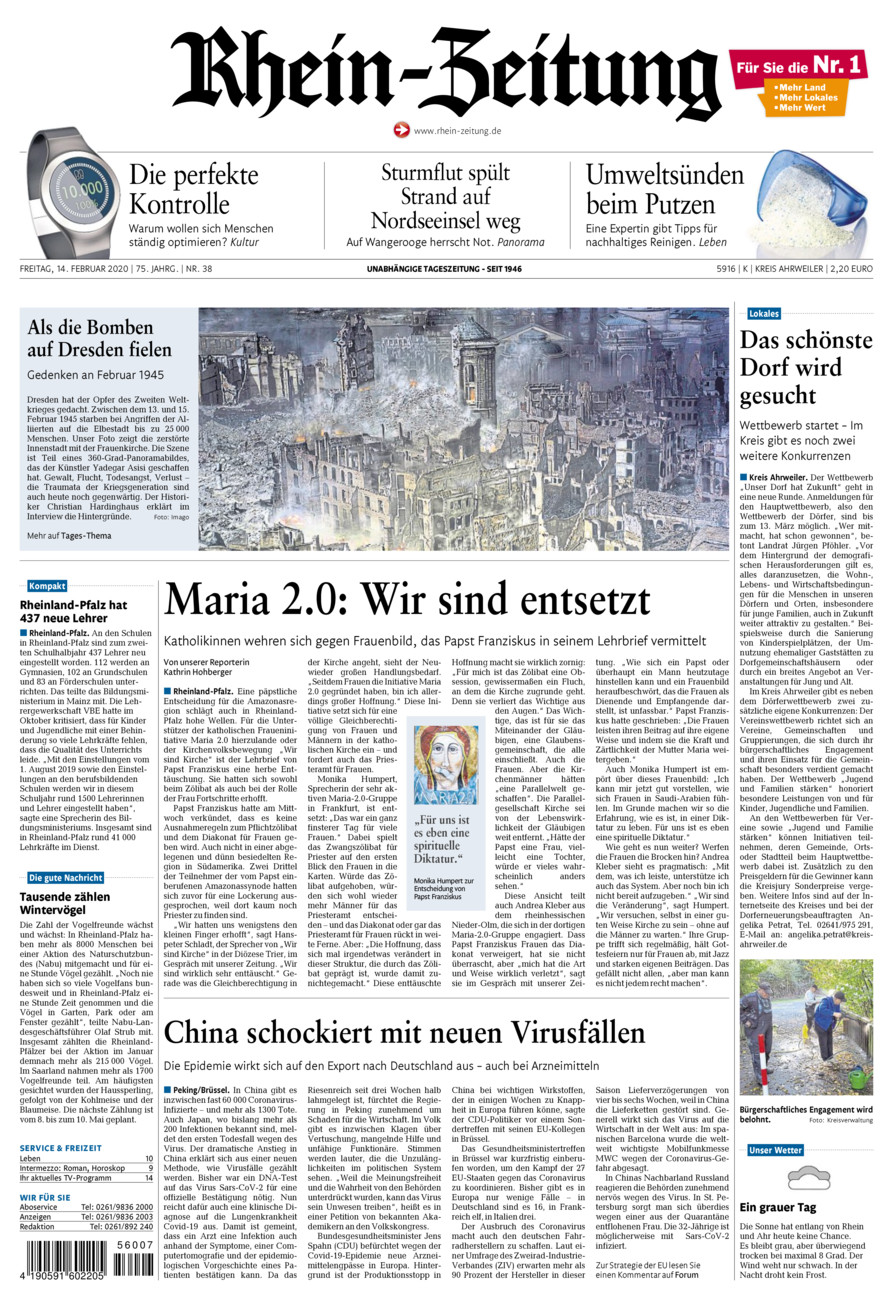Rhein-Zeitung Kreis Ahrweiler vom Freitag, 14.02.2020