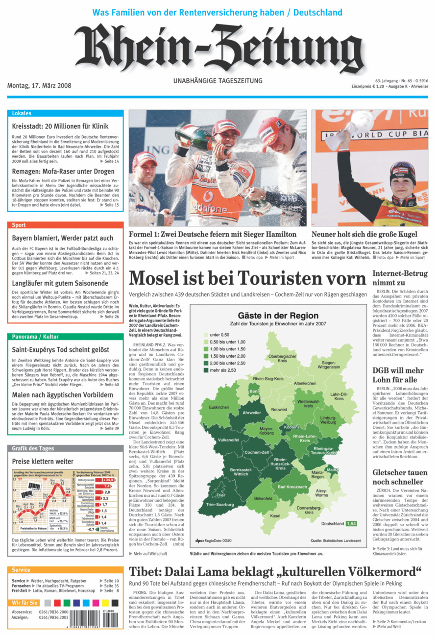 Rhein-Zeitung Kreis Ahrweiler vom Montag, 17.03.2008