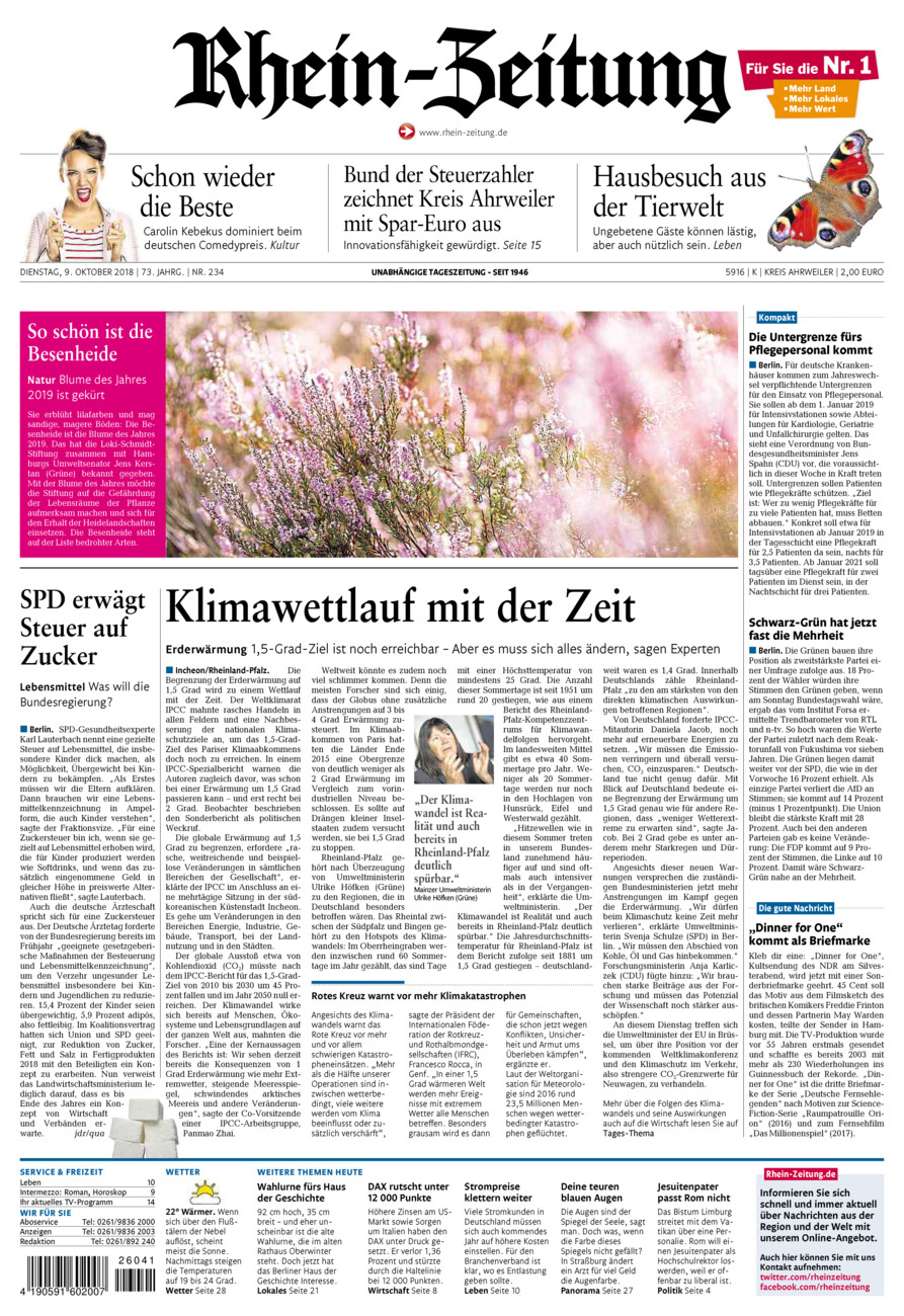 Rhein-Zeitung Kreis Ahrweiler vom Dienstag, 09.10.2018