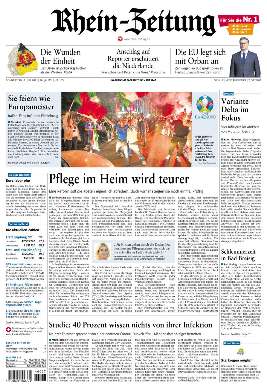 Rhein-Zeitung Kreis Ahrweiler vom Donnerstag, 08.07.2021
