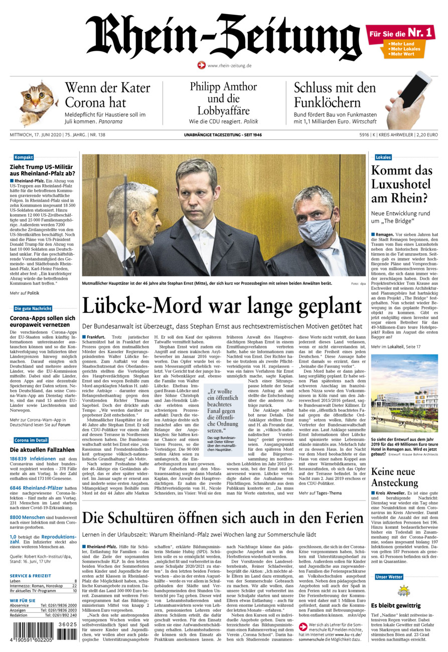 Rhein-Zeitung Kreis Ahrweiler vom Mittwoch, 17.06.2020