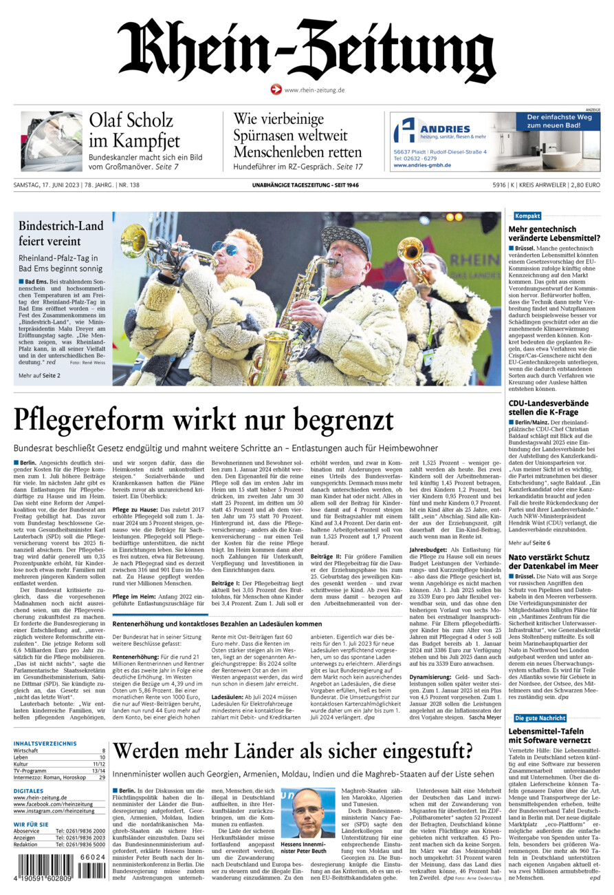 Rhein-Zeitung Kreis Ahrweiler vom Samstag, 17.06.2023
