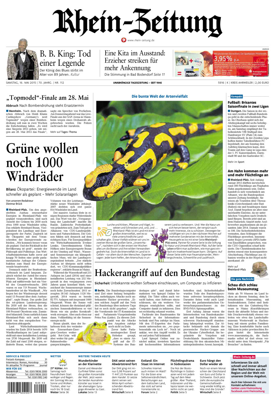 Rhein-Zeitung Kreis Ahrweiler vom Samstag, 16.05.2015