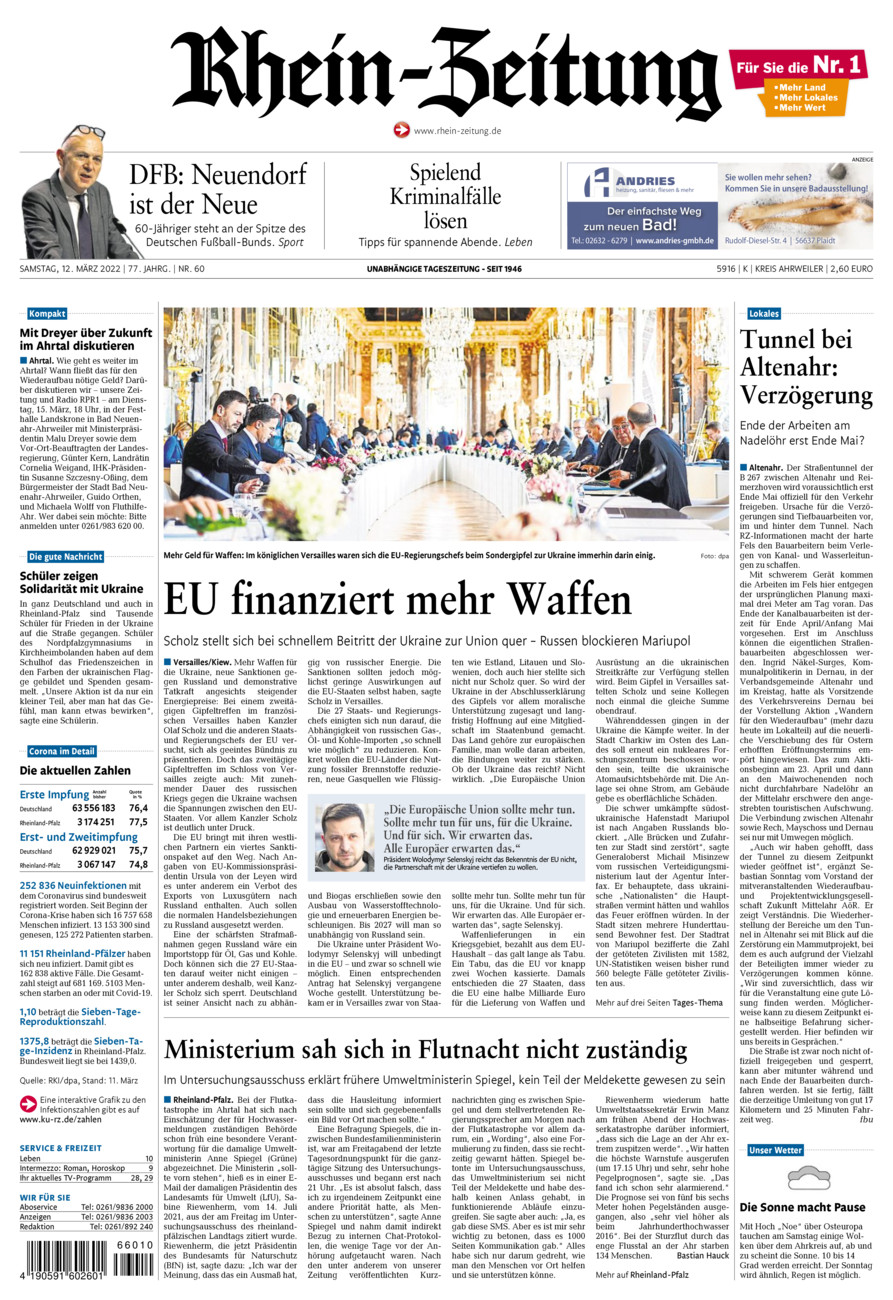 Rhein-Zeitung Kreis Ahrweiler vom Samstag, 12.03.2022