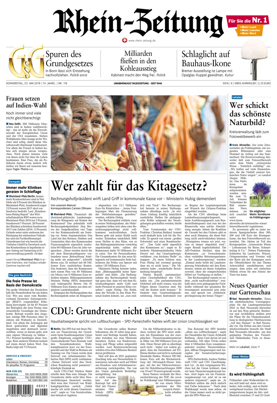 Rhein-Zeitung Kreis Ahrweiler vom Donnerstag, 23.05.2019