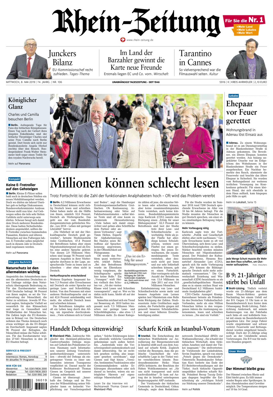 Rhein-Zeitung Kreis Ahrweiler vom Mittwoch, 08.05.2019