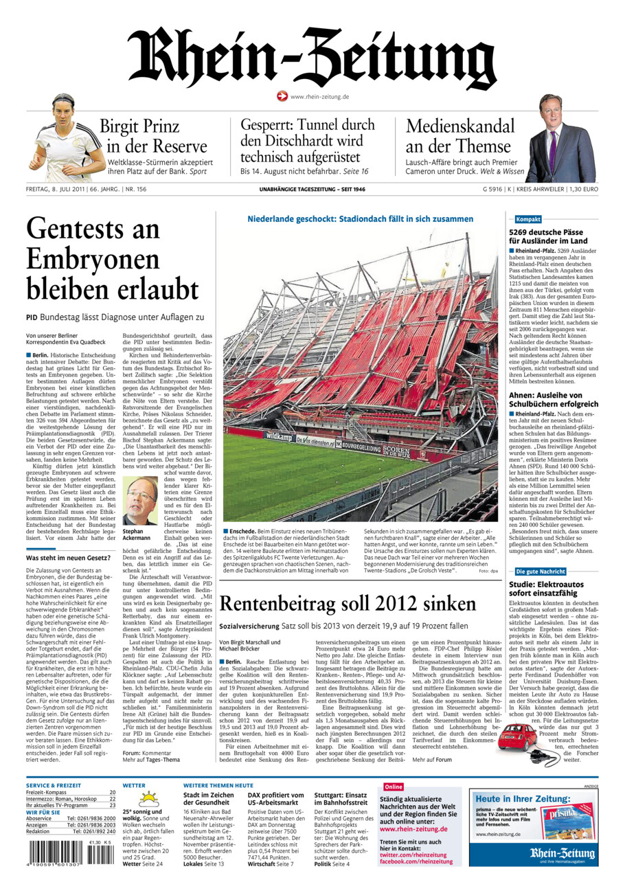 Rhein-Zeitung Kreis Ahrweiler vom Freitag, 08.07.2011