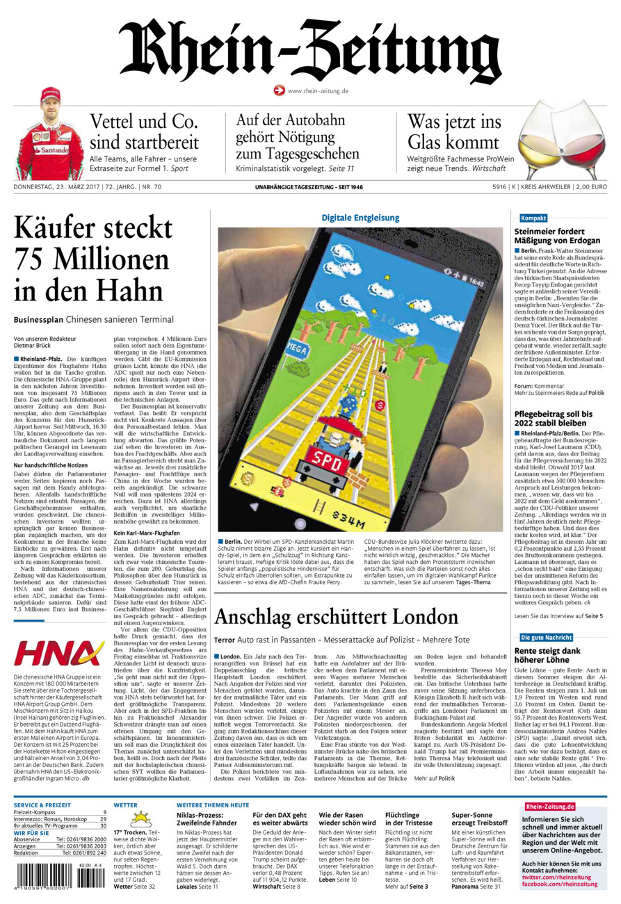 Rhein-Zeitung Kreis Ahrweiler vom Donnerstag, 23.03.2017