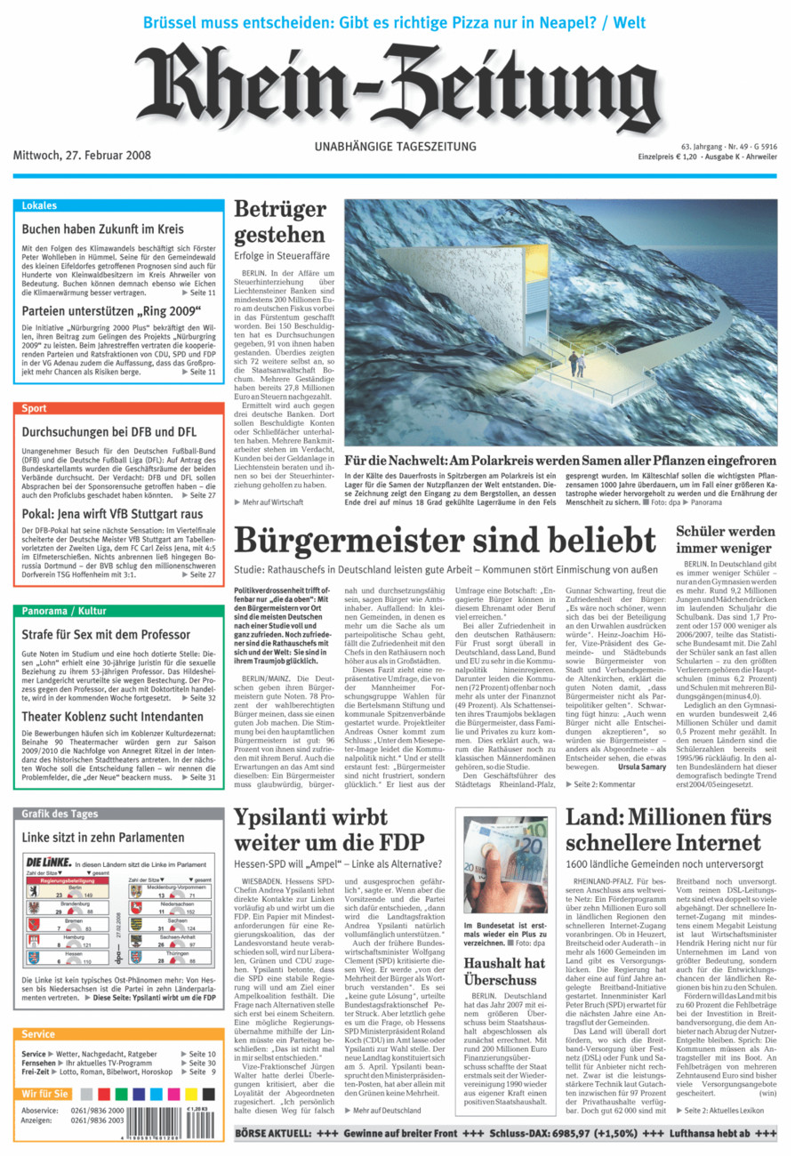 Rhein-Zeitung Kreis Ahrweiler vom Mittwoch, 27.02.2008