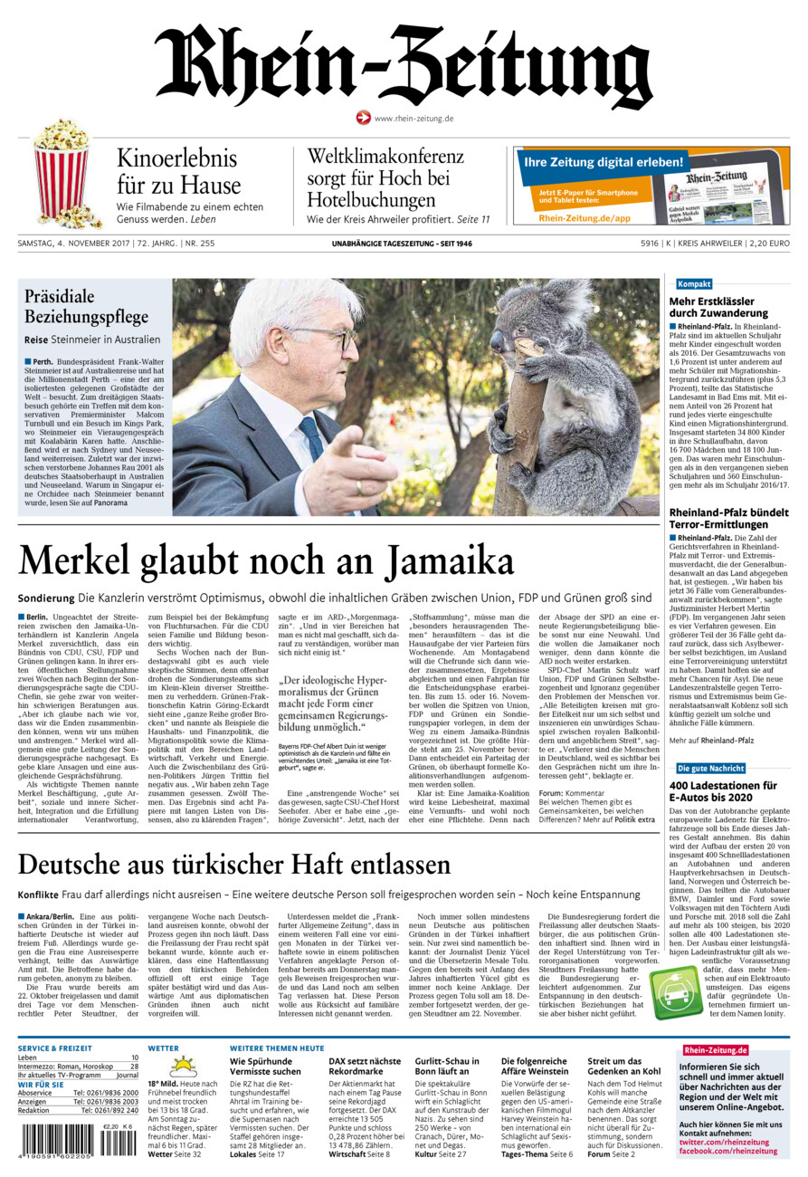 Rhein-Zeitung Kreis Ahrweiler vom Samstag, 04.11.2017