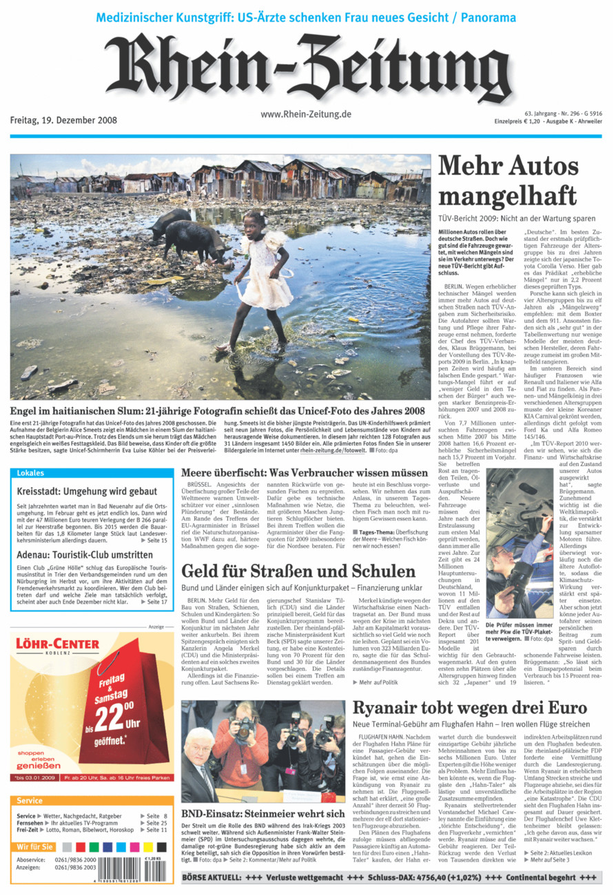Rhein-Zeitung Kreis Ahrweiler vom Freitag, 19.12.2008