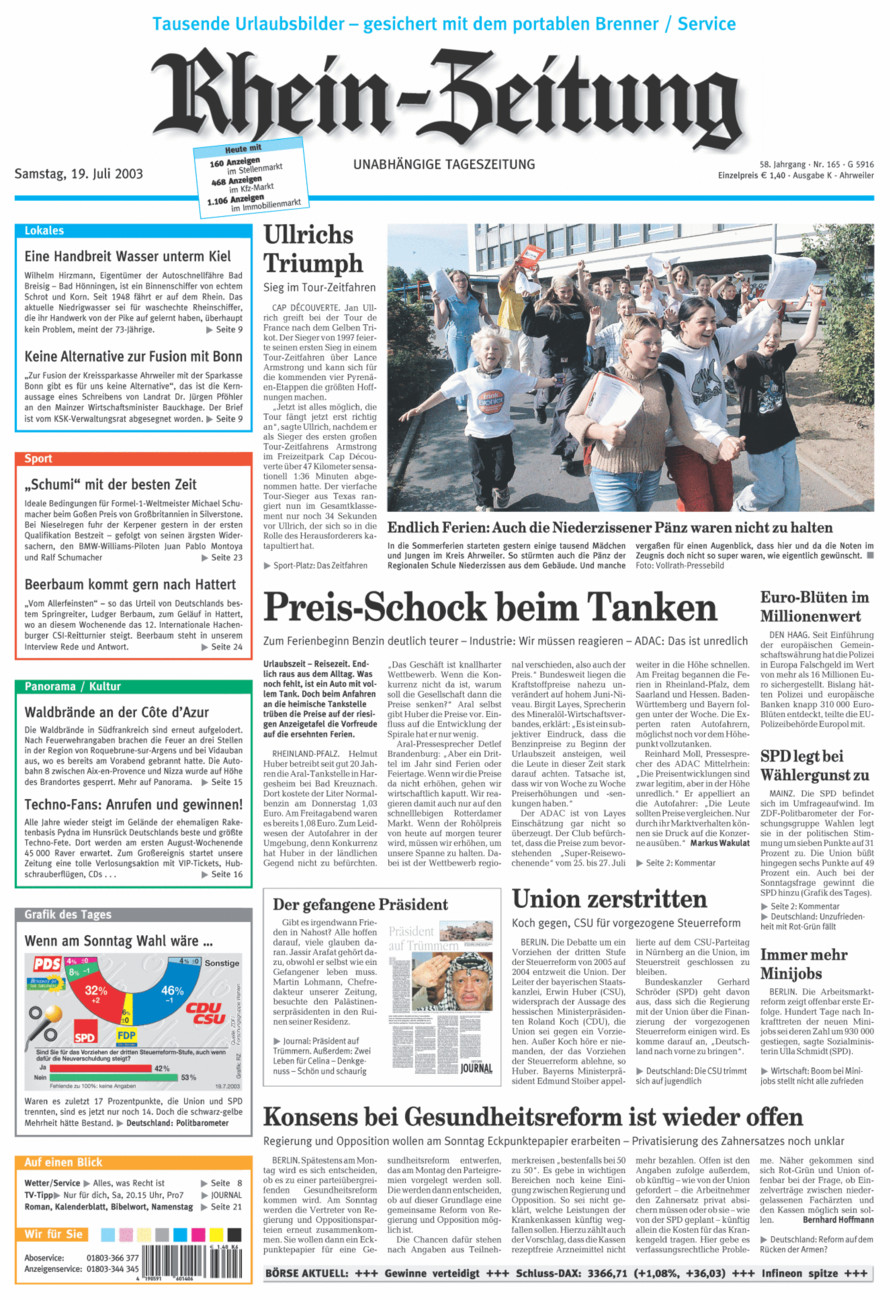 Rhein-Zeitung Kreis Ahrweiler vom Samstag, 19.07.2003