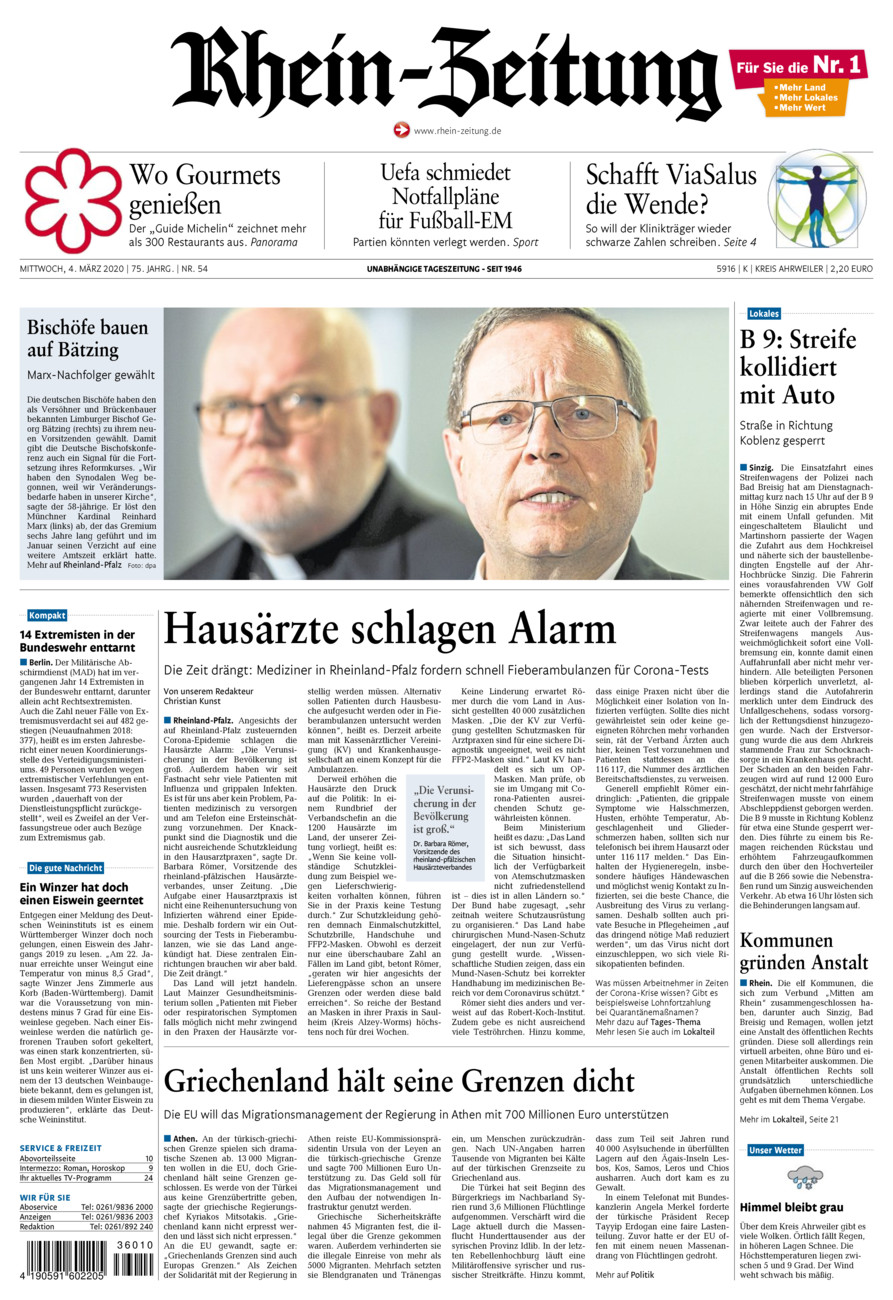 Rhein-Zeitung Kreis Ahrweiler vom Mittwoch, 04.03.2020