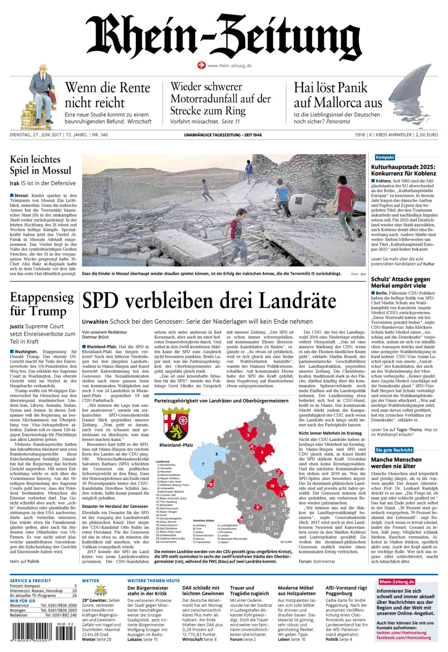 Rhein-Zeitung Kreis Ahrweiler vom Dienstag, 27.06.2017