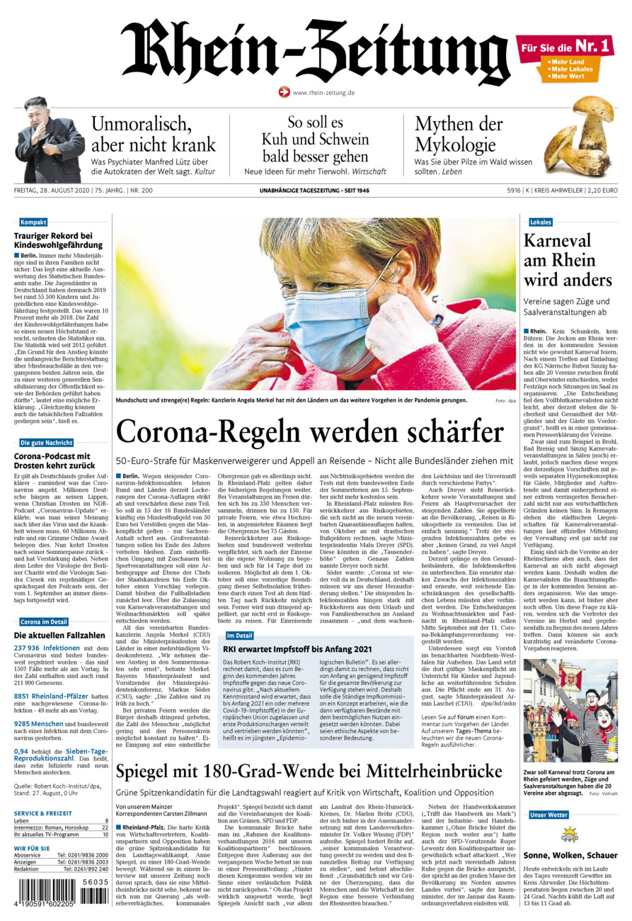 Rhein-Zeitung Kreis Ahrweiler vom Freitag, 28.08.2020