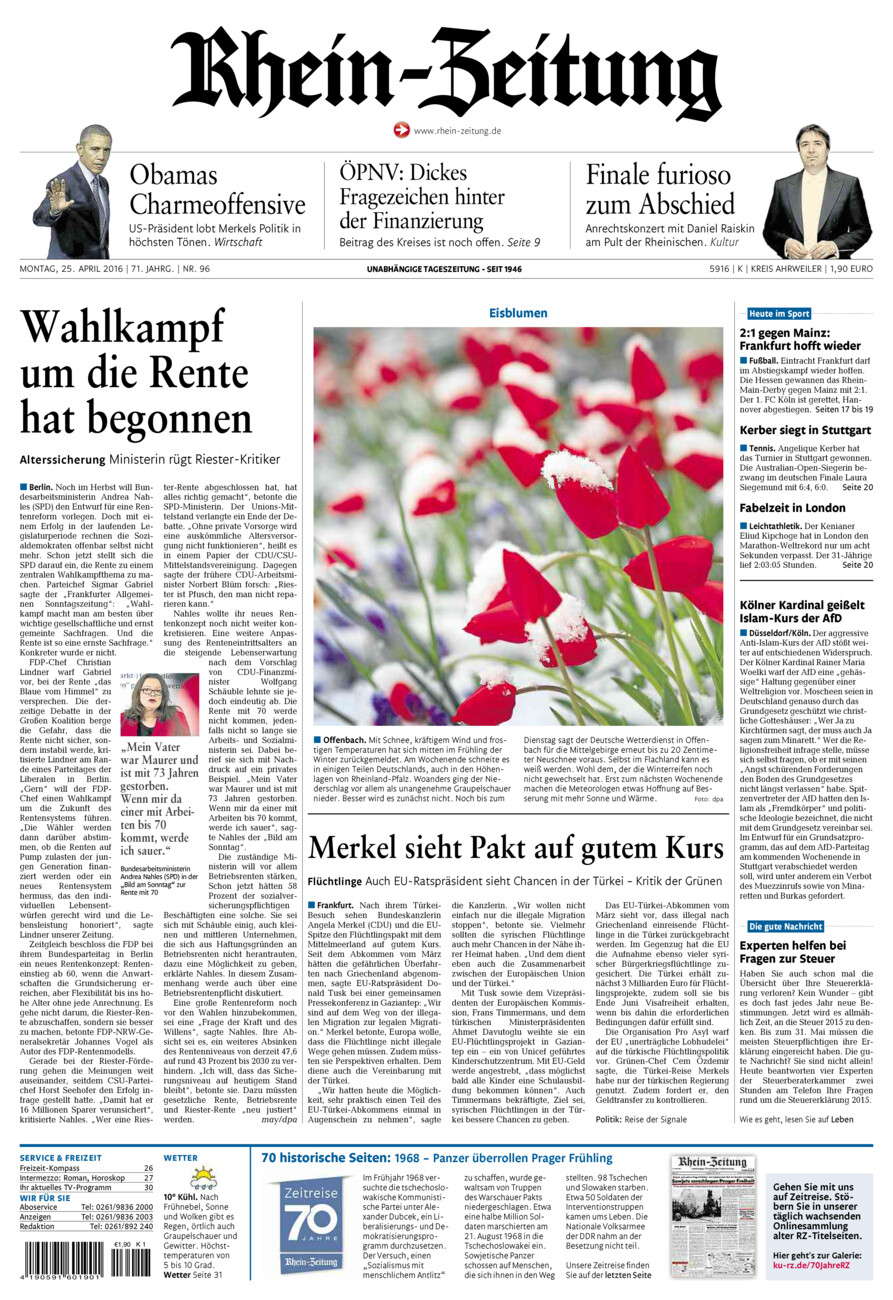 Rhein-Zeitung Kreis Ahrweiler vom Montag, 25.04.2016