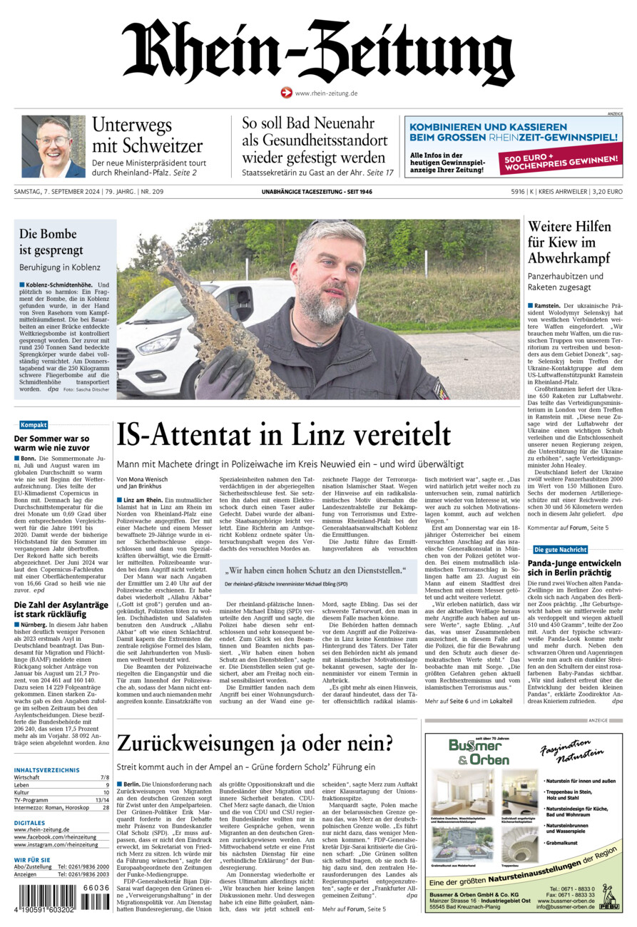 Rhein-Zeitung Kreis Ahrweiler vom Samstag, 07.09.2024