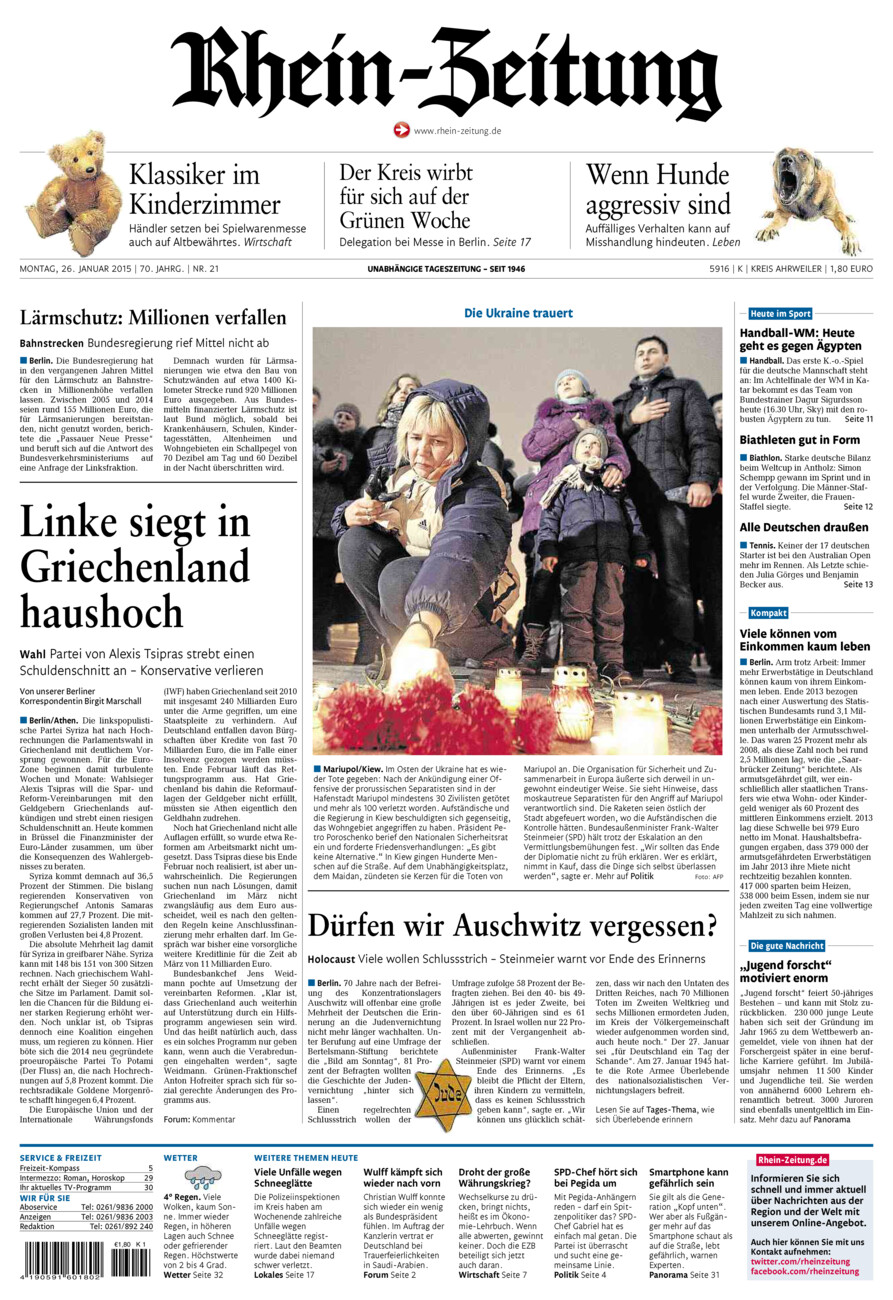 Rhein-Zeitung Kreis Ahrweiler vom Montag, 26.01.2015