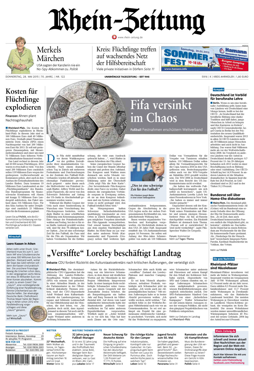 Rhein-Zeitung Kreis Ahrweiler vom Donnerstag, 28.05.2015