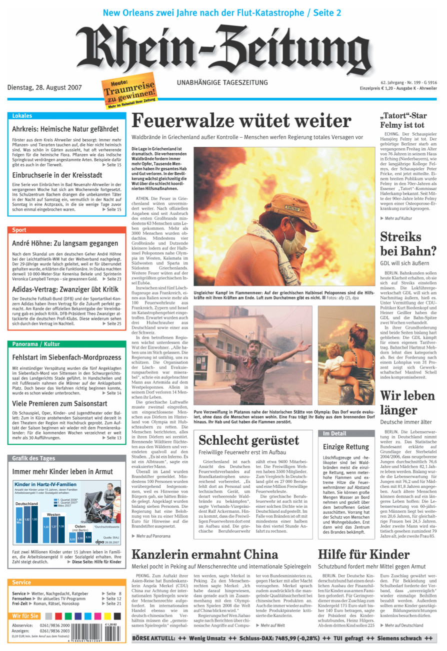 Rhein-Zeitung Kreis Ahrweiler vom Dienstag, 28.08.2007