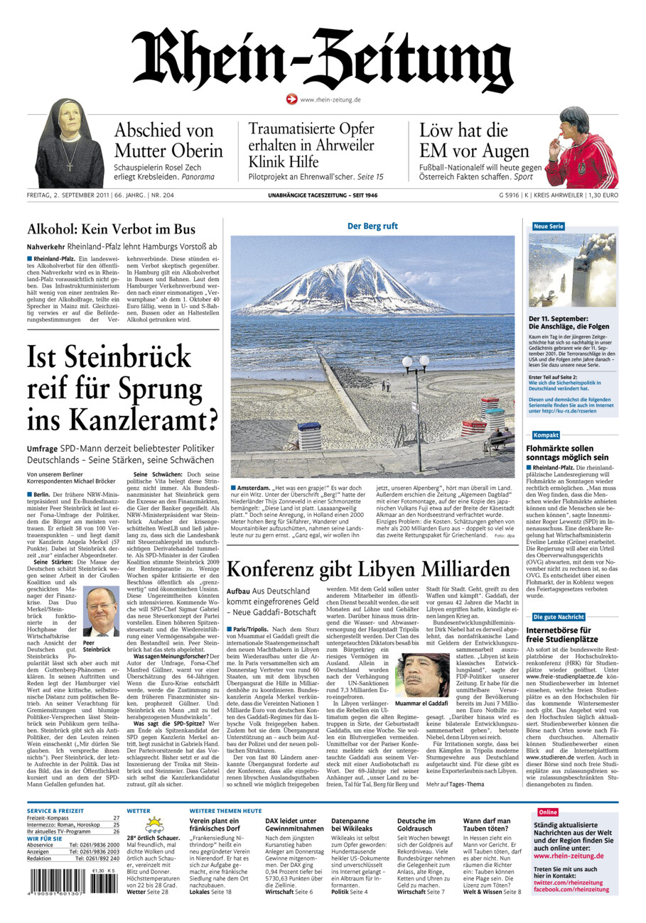 Rhein-Zeitung Kreis Ahrweiler vom Freitag, 02.09.2011