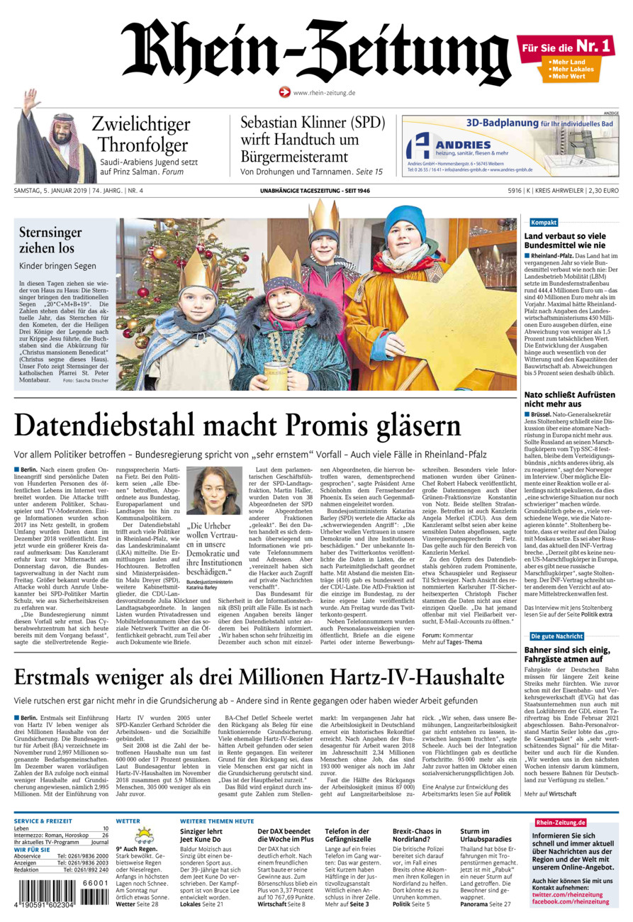Rhein-Zeitung Kreis Ahrweiler vom Samstag, 05.01.2019