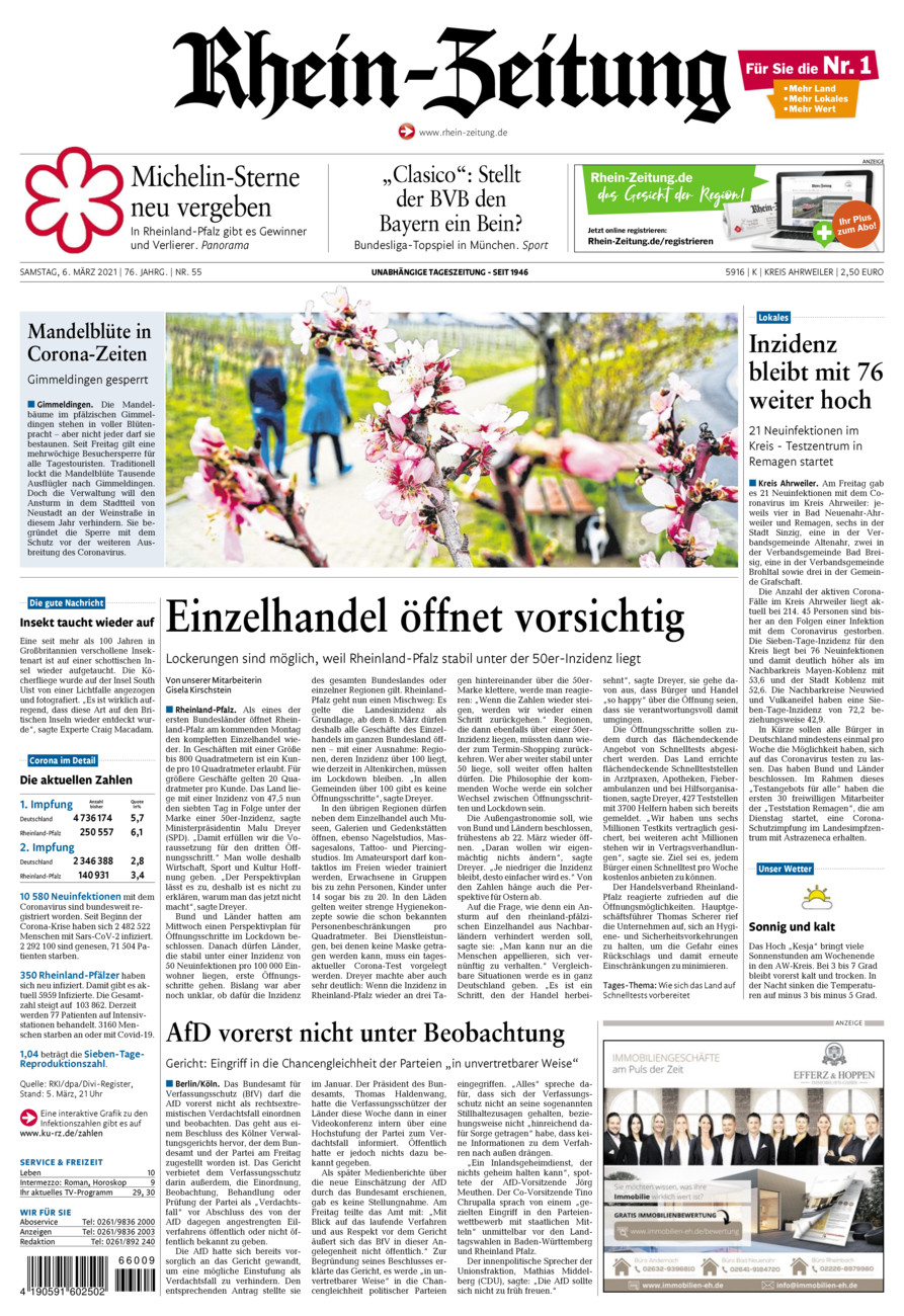 Rhein-Zeitung Kreis Ahrweiler vom Samstag, 06.03.2021