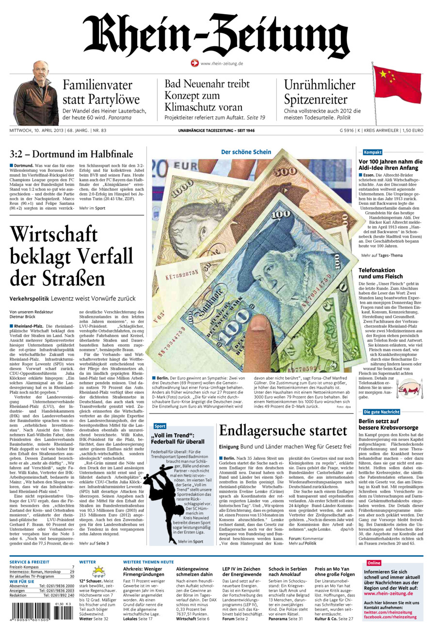 Rhein-Zeitung Kreis Ahrweiler vom Mittwoch, 10.04.2013