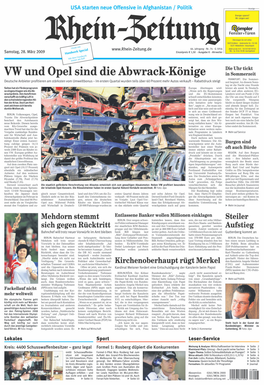 Rhein-Zeitung Kreis Ahrweiler vom Samstag, 28.03.2009