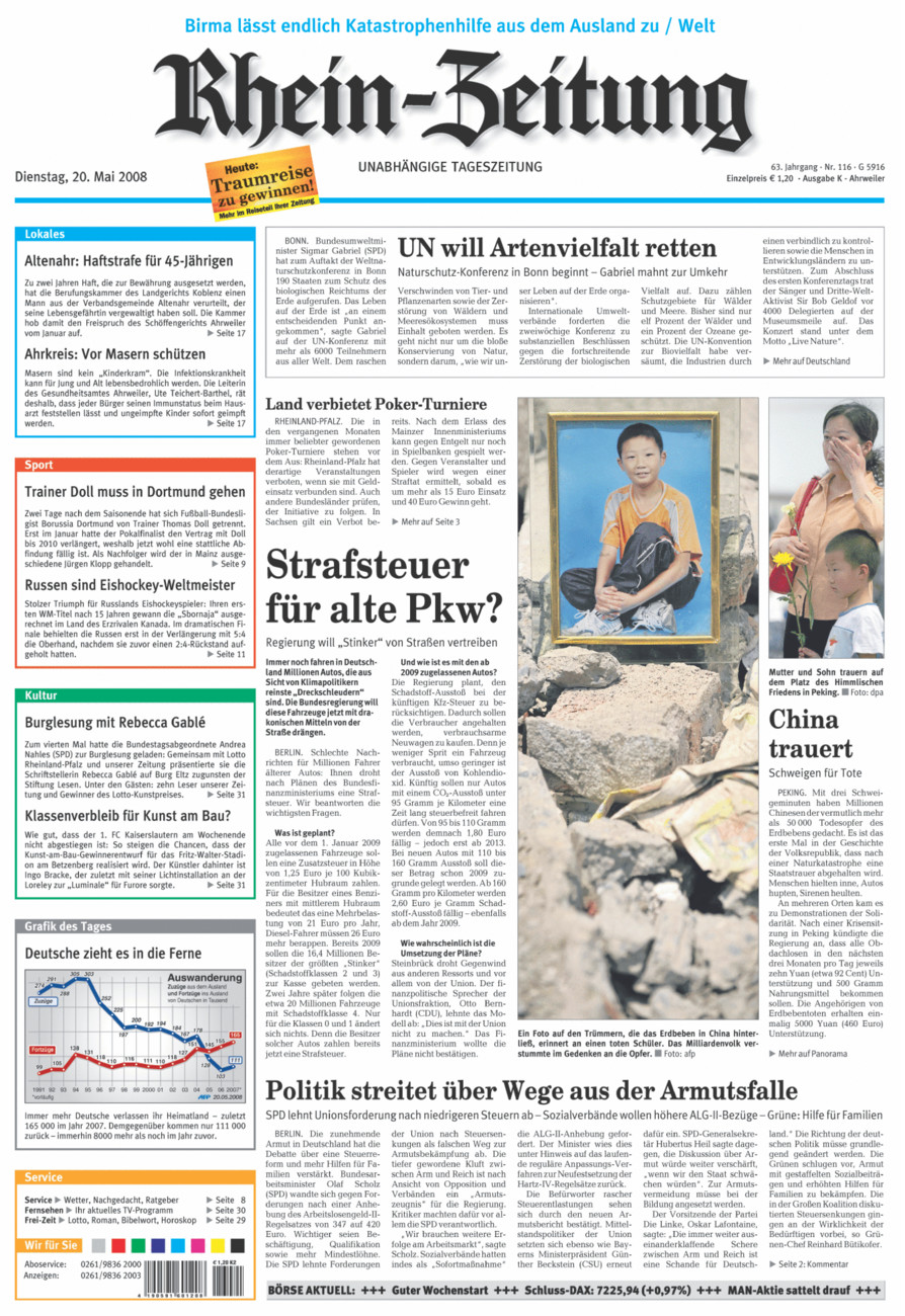 Rhein-Zeitung Kreis Ahrweiler vom Dienstag, 20.05.2008