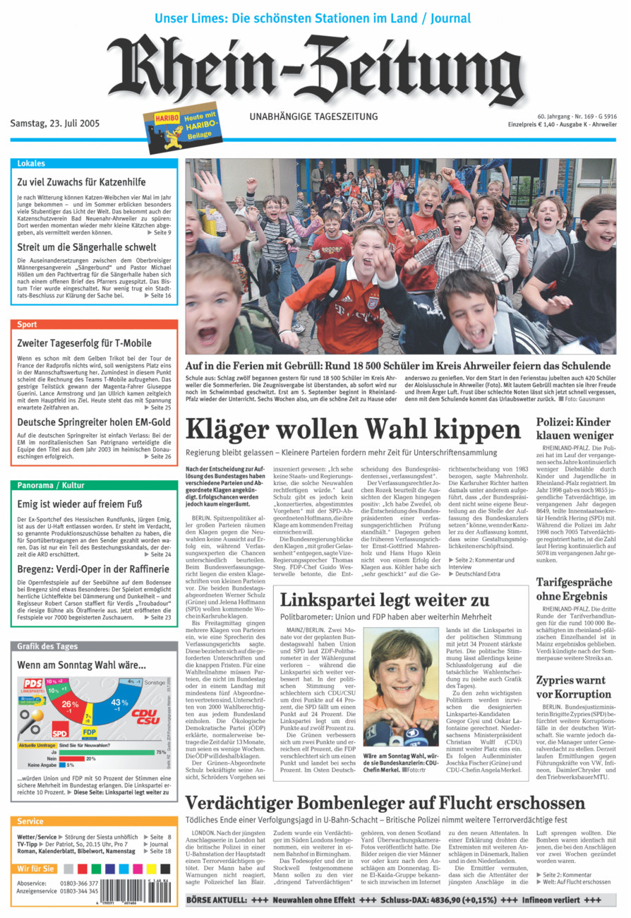 Rhein-Zeitung Kreis Ahrweiler vom Samstag, 23.07.2005