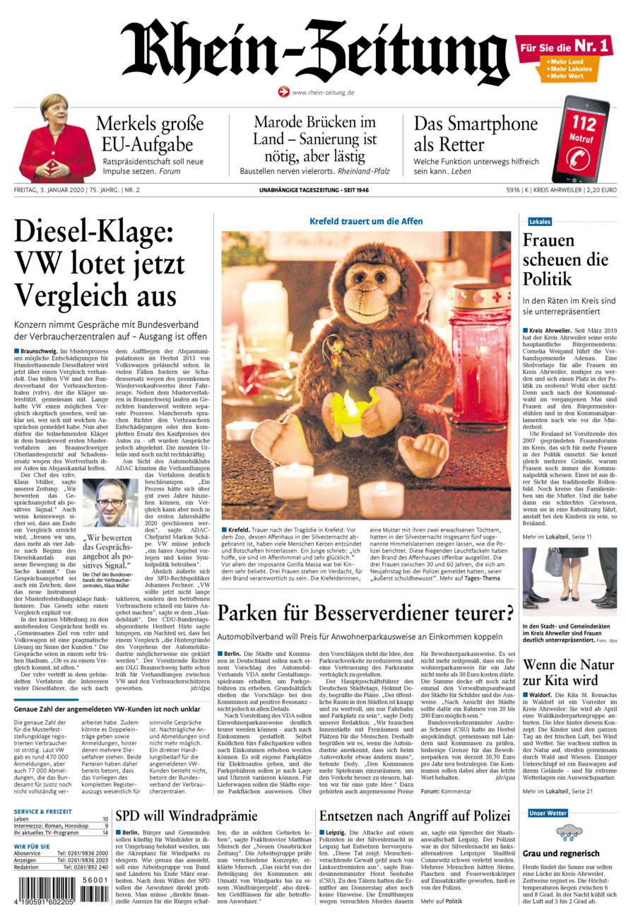 Rhein-Zeitung Kreis Ahrweiler vom Freitag, 03.01.2020