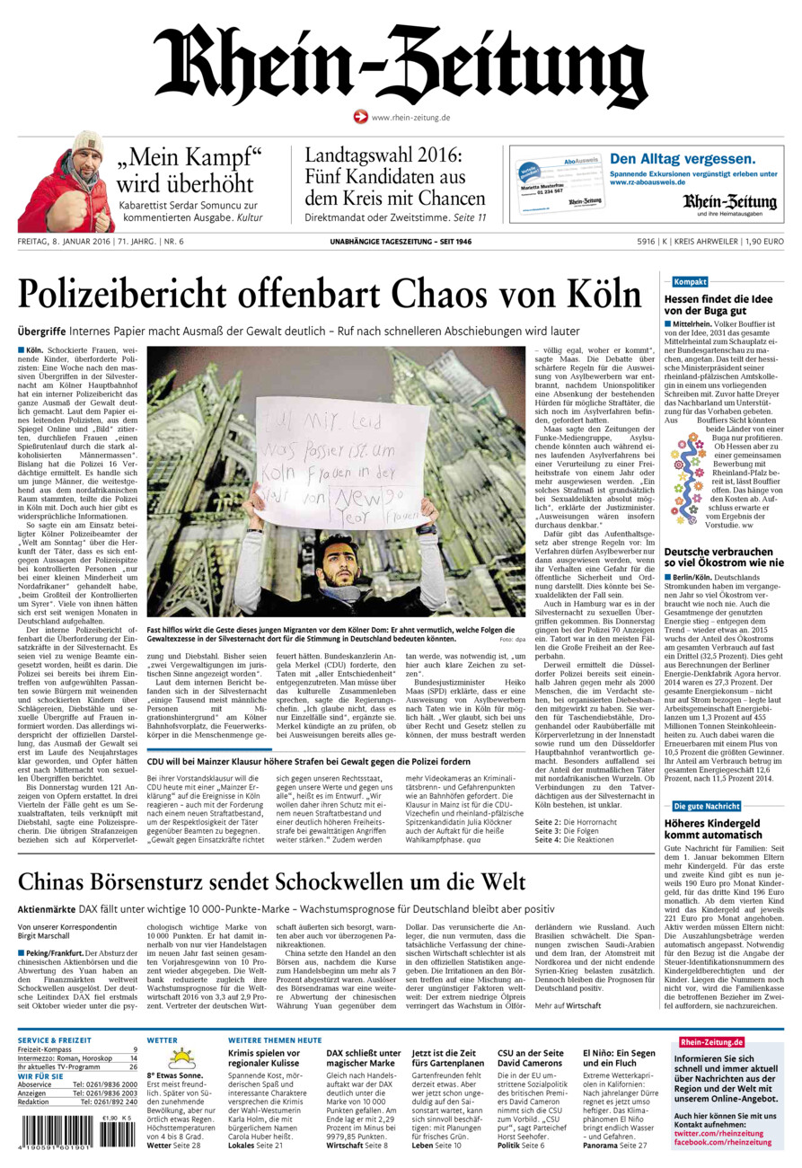Rhein-Zeitung Kreis Ahrweiler vom Freitag, 08.01.2016
