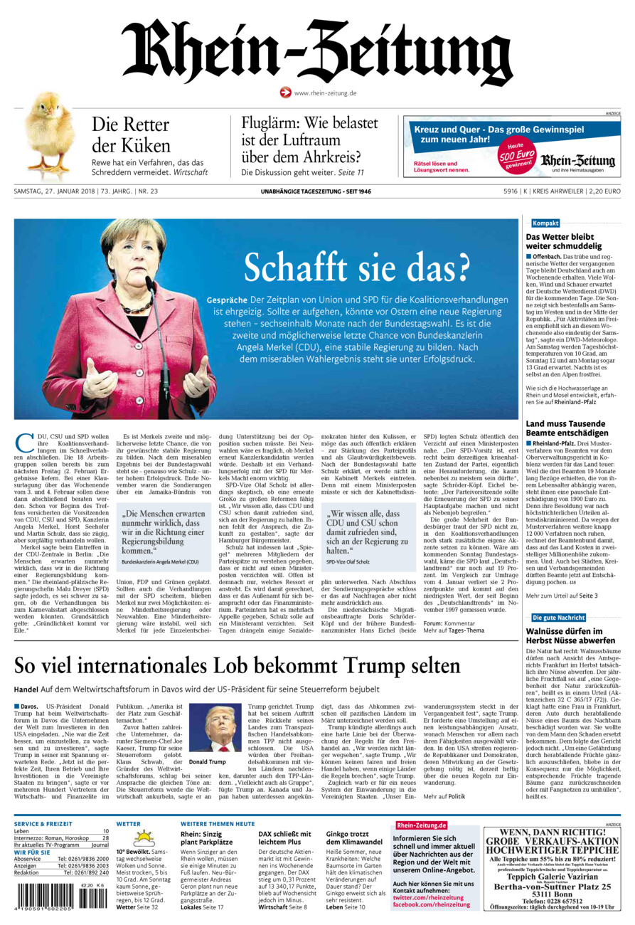 Rhein-Zeitung Kreis Ahrweiler vom Samstag, 27.01.2018