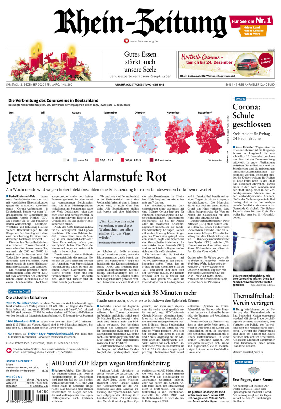 Rhein-Zeitung Kreis Ahrweiler vom Samstag, 12.12.2020