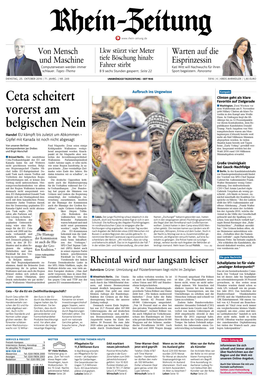 Rhein-Zeitung Kreis Ahrweiler vom Dienstag, 25.10.2016