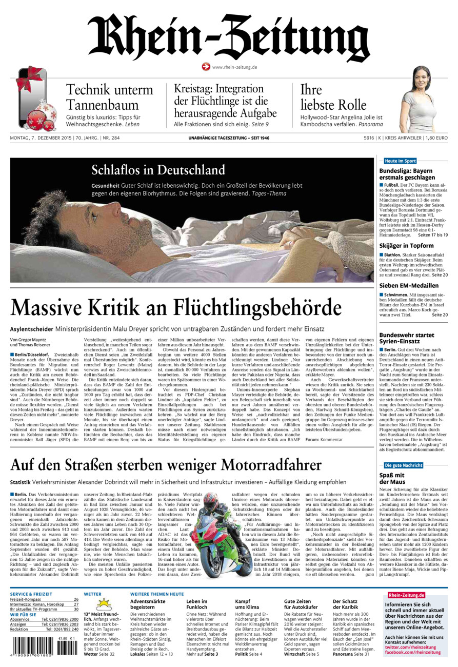 Rhein-Zeitung Kreis Ahrweiler vom Montag, 07.12.2015