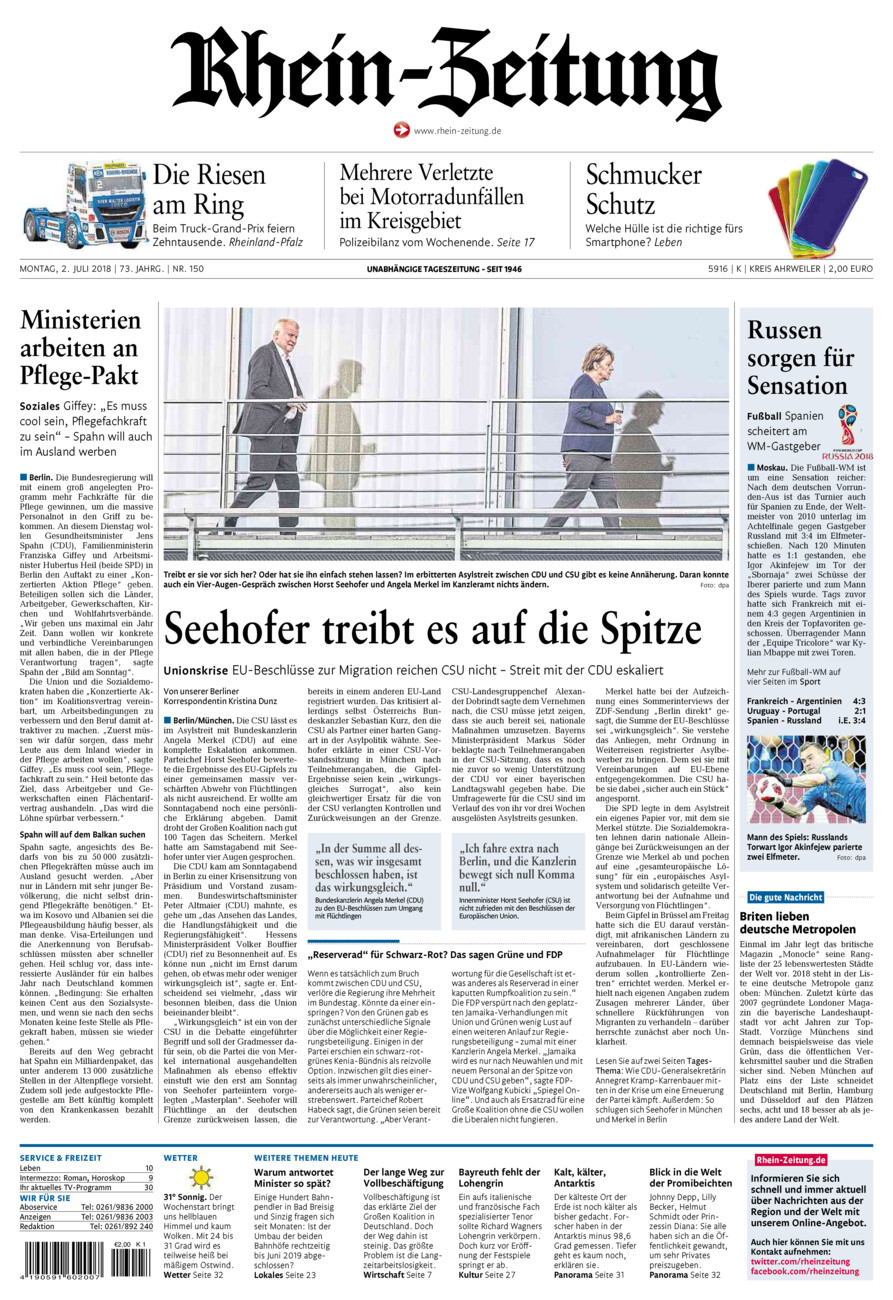 Rhein-Zeitung Kreis Ahrweiler vom Montag, 02.07.2018
